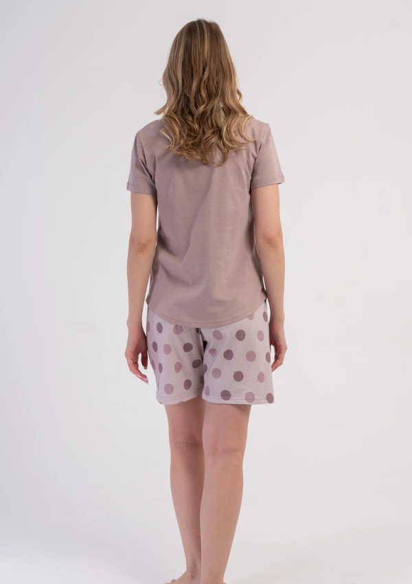 Piżama Damska Vienetta Sand Polka, Beżowy, M-XXL