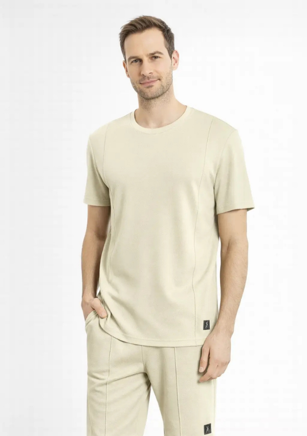 Piżama Męska Beige Bamboo Set, Beżowy, r. M-XL