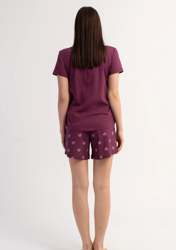 Piżama Damska Vienetta Plum Love, Bordowy, S -XL