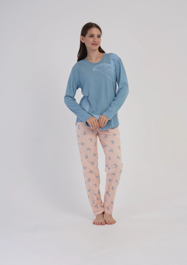 Piżama Damska Vienetta Gentle Butterfly, Niebieski, r. M-XXL