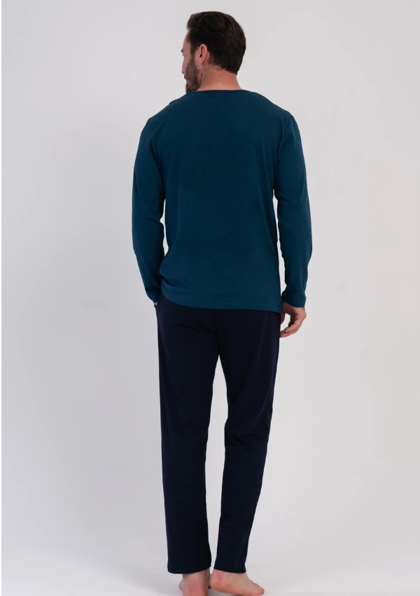 Piżama Męska Vienetta Midnight Drive, Niebieski, r. S-XL