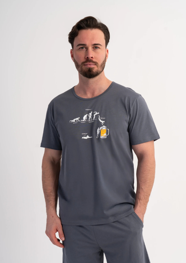 Piżama Męska Vienetta Graphite Chill, Szary, r. 1XL-4XL