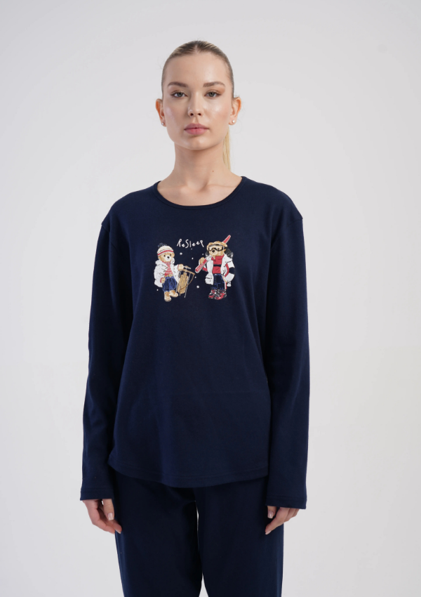 Piżama Damska Vienetta ReSleep, Granatowy, r. S-XL