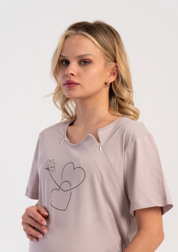 Koszula do Karmienia Heart Mama, Beżowy, r. M-XXL