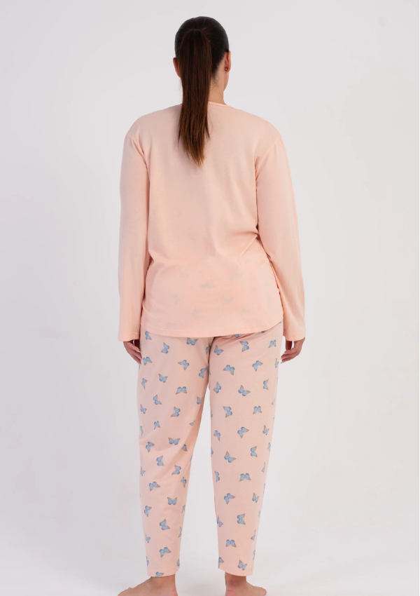 Piżama Damska Vienetta Butterfly Plus, Brzoskwiniowy, r. 1XL-4XL