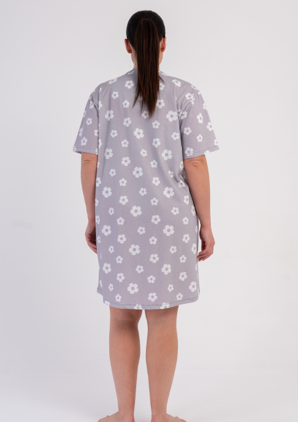 Koszula Nocna Damska Grey Blossom, Szary, r. 1XL - 4XL