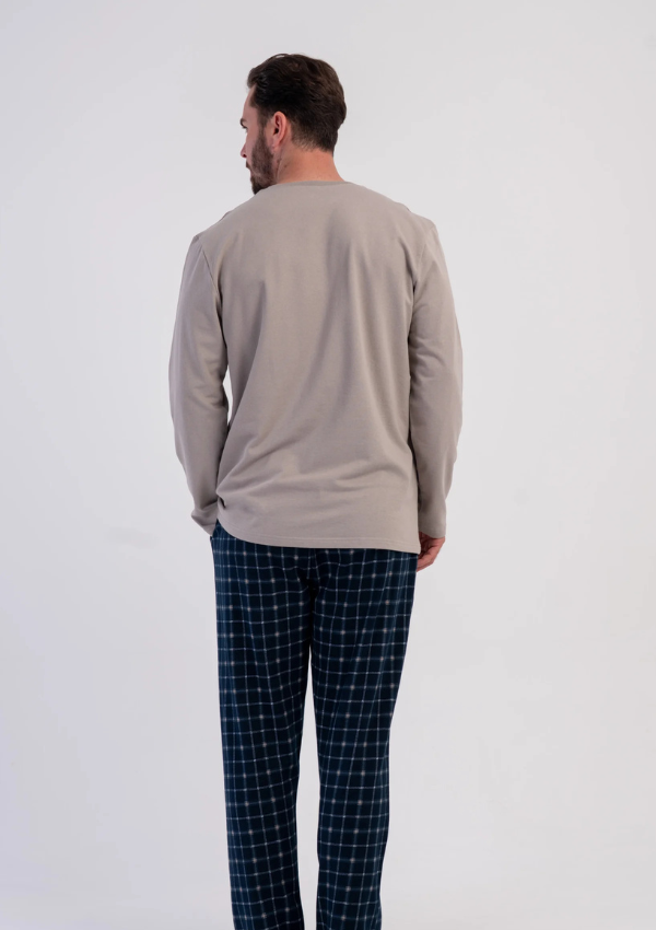 Piżama Męska Vienetta Warm Check, Beżowy, r. M-XXL