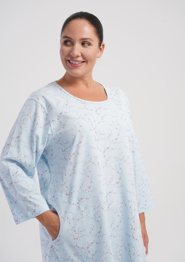 Koszula Nocna Vienetta Soft Bloom, Niebieski r. 1XL-4XL