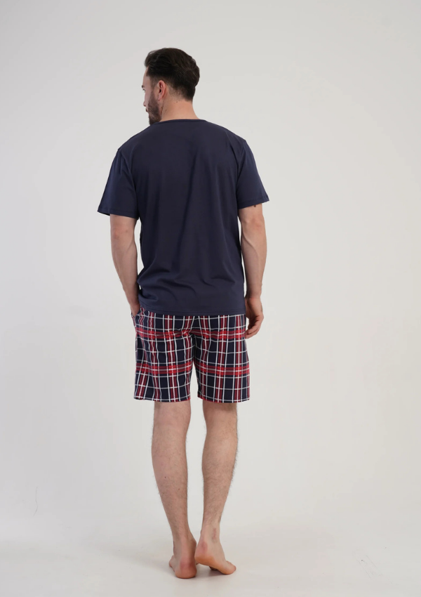 Piżama Męska Vienetta Navy Big Check, Granatowy, r. 1XL-4XL