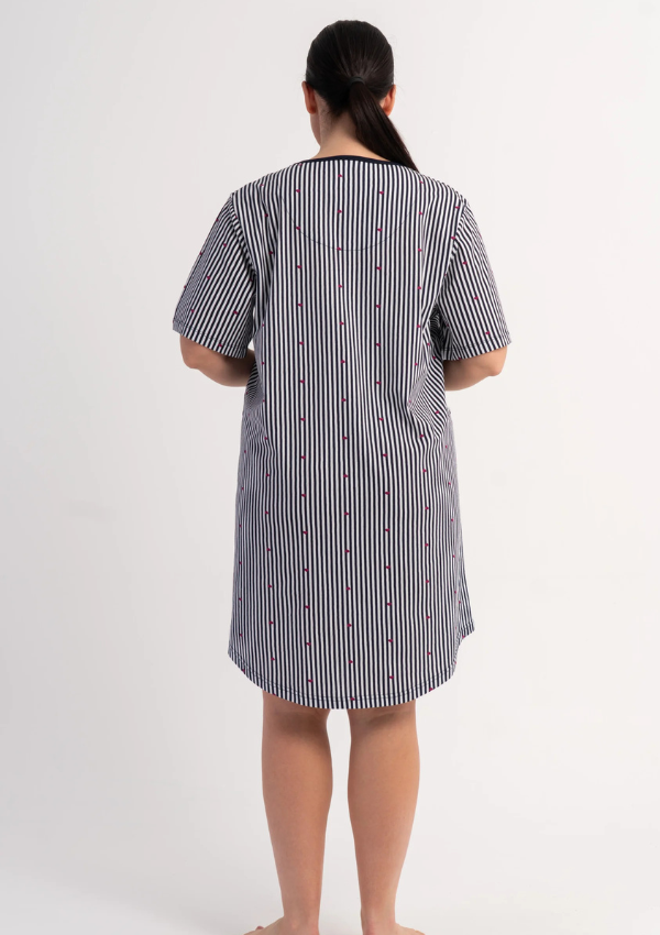 Koszula Nocna Damska Vienetta Stripe Hearts, Biały, r. 1XL - 4XL