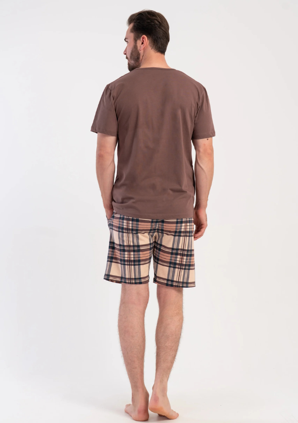 Piżama Męska Vienetta Heritage Check, Brązowy, r. 1XL-4XL
