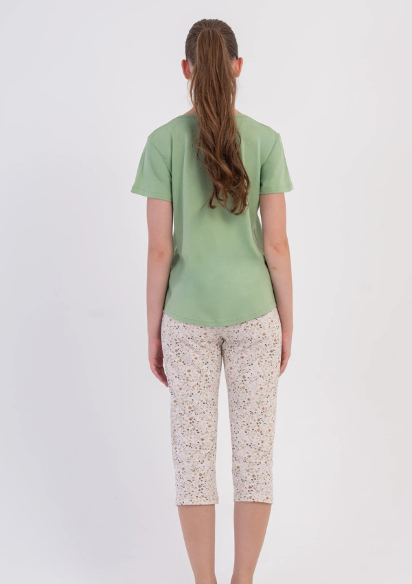 Piżama Damska Vienetta Meadow Bloom, Zielony, r. M-XXL