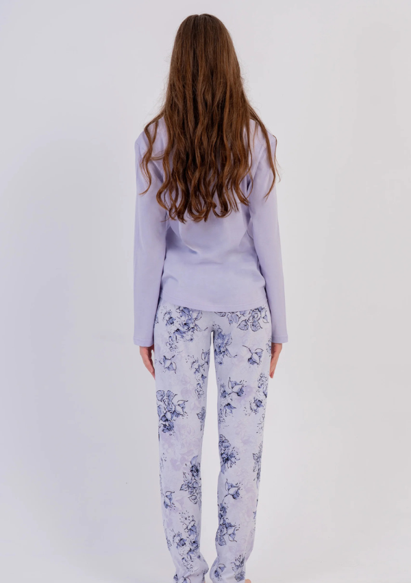 Piżama Damska Vienetta, Lilac Garden, Fioletowy r. M-XXL