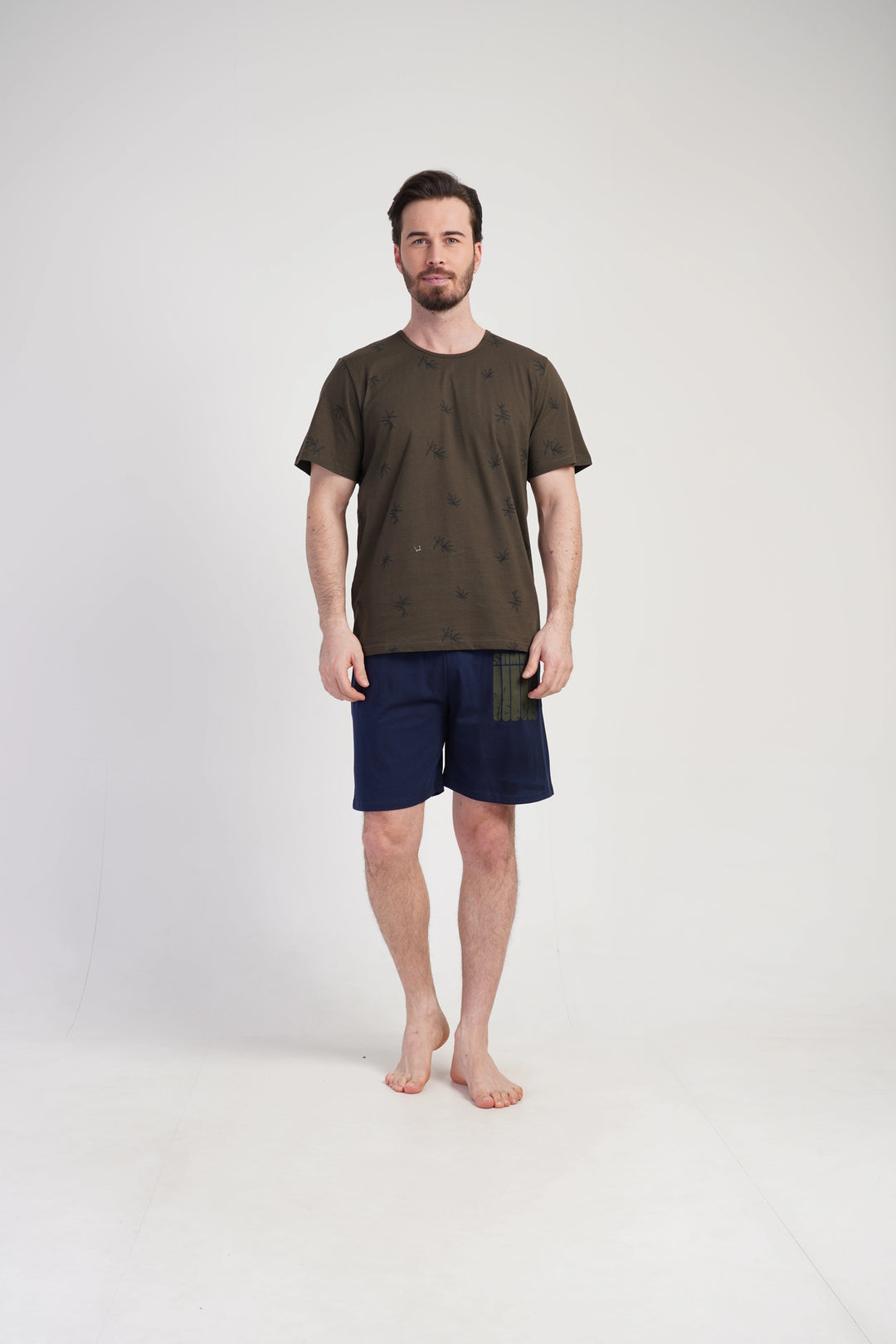 Piżama Męska Vienetta Brown Print, Brązowy/Granatowy, r. M-XXL image 0