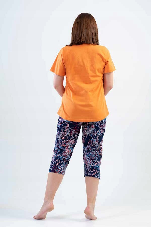 Piżama Damska Vienetta, Floral Dream, Pomarańczowa, r.1XL-4XL image 15