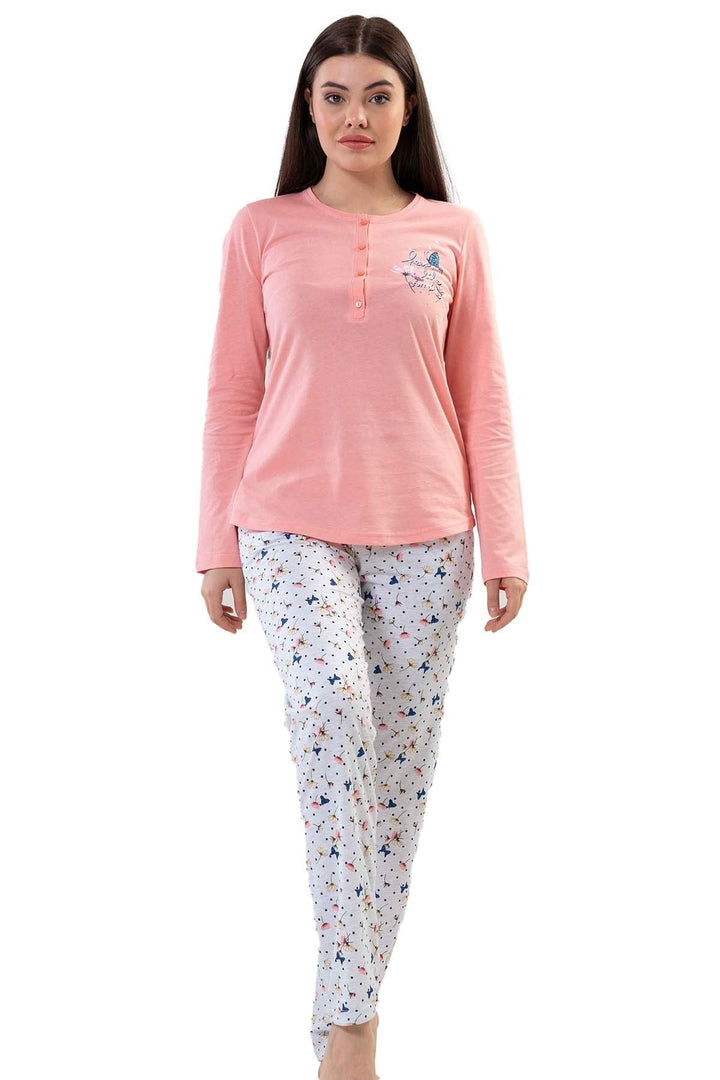 Piżama Damska Vienetta, Keep Life Simple, Rózowy, r. M-XXL