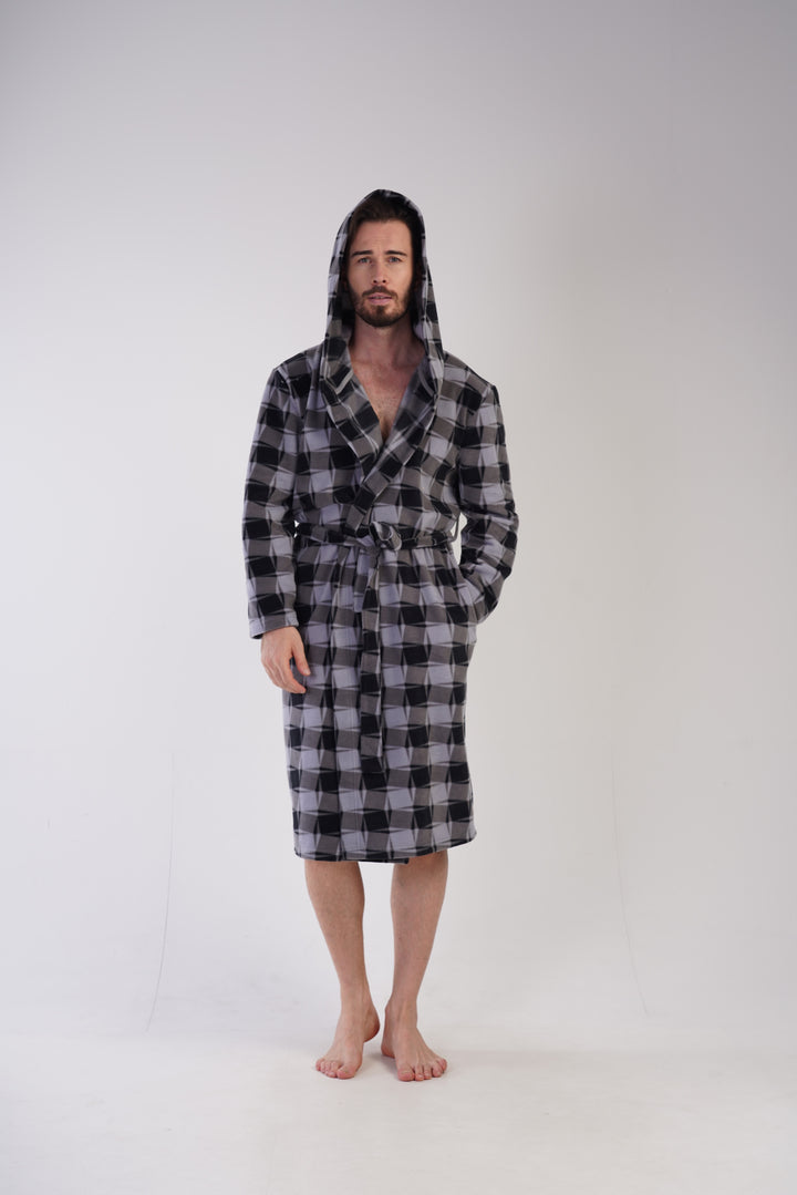 Szlafrok męski polarowy Vienetta Crossing, szary, r. M-XXL