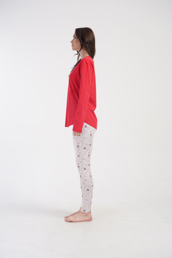 Piżama Damska Vienetta Amore, Czerwony, r. S-XL