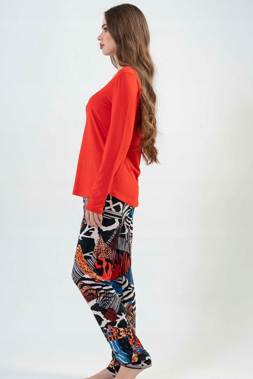 Piżama Damska Vienetta, Crazy Things, Czerwony, r. S-XL image 3