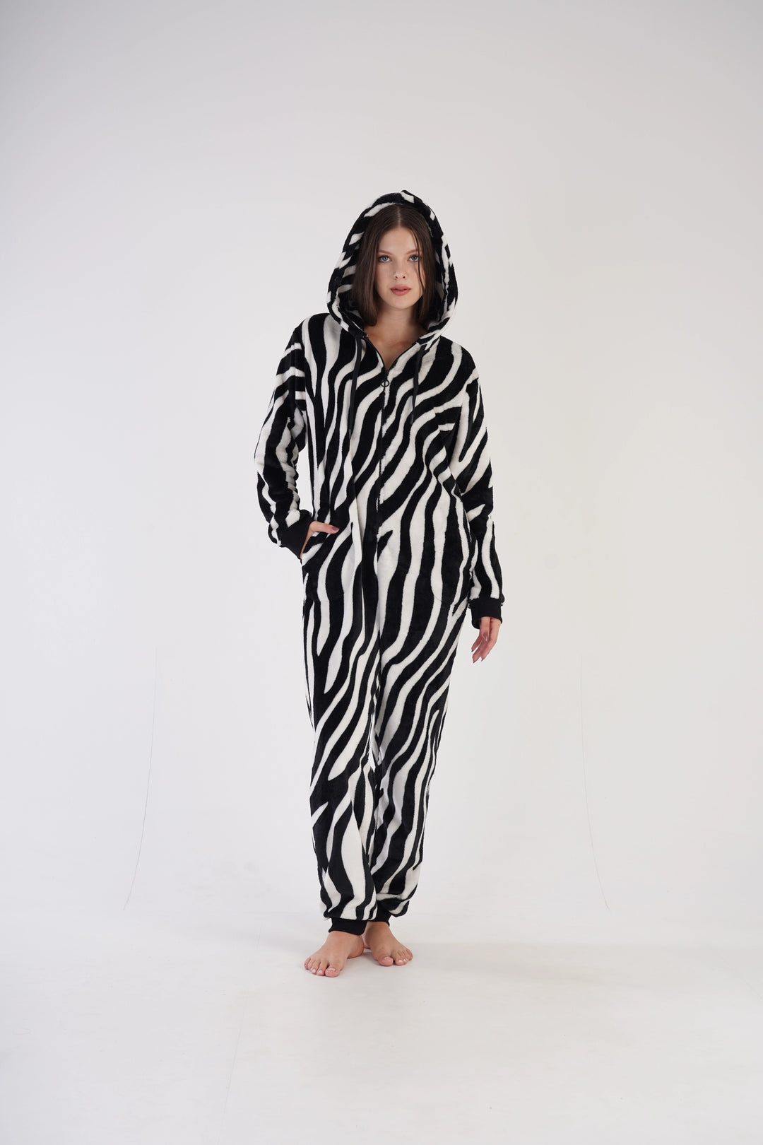 Kombinezon damski Vienetta Comfy Zebra, czarno-biały, r. S-XL image 0