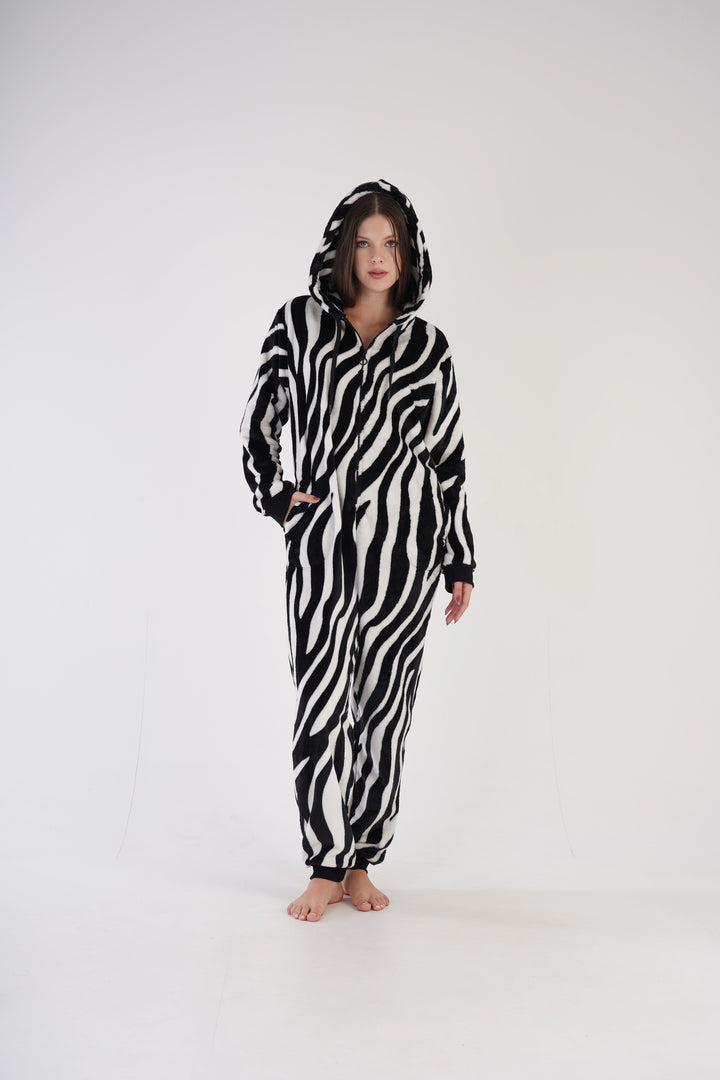 Kombinezon damski Vienetta Comfy Zebra, czarno-biały, r. S-XL image 0