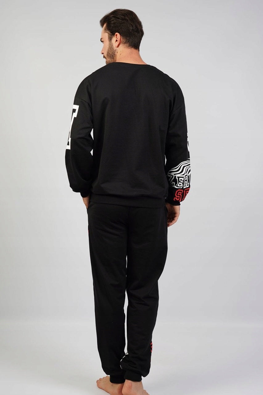 Piżama Męska bawełna ocieplana Vienetta, S E V E N, Czarna, r. S-XL image 3