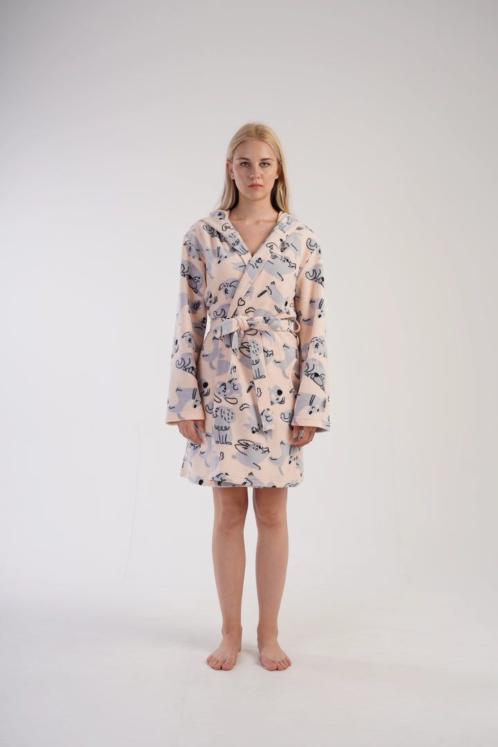 Szlafrok damski polarowy Vienetta Dreamy Dudes, brzoskwiniowy, r. S-XL image 1