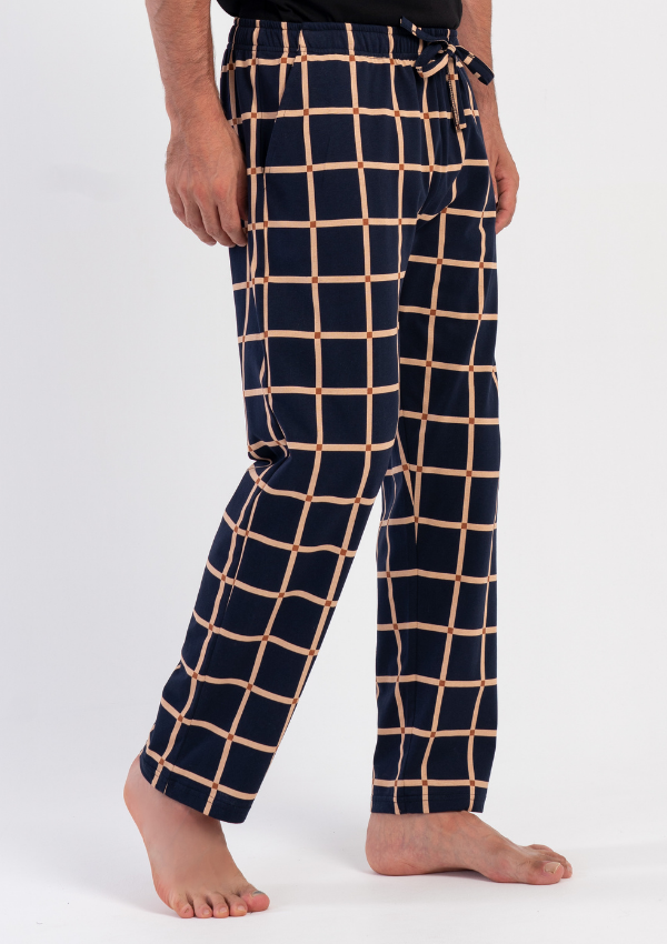 Spodnie męskie Vienetta Dark Check, Granatowy, r. S-XL