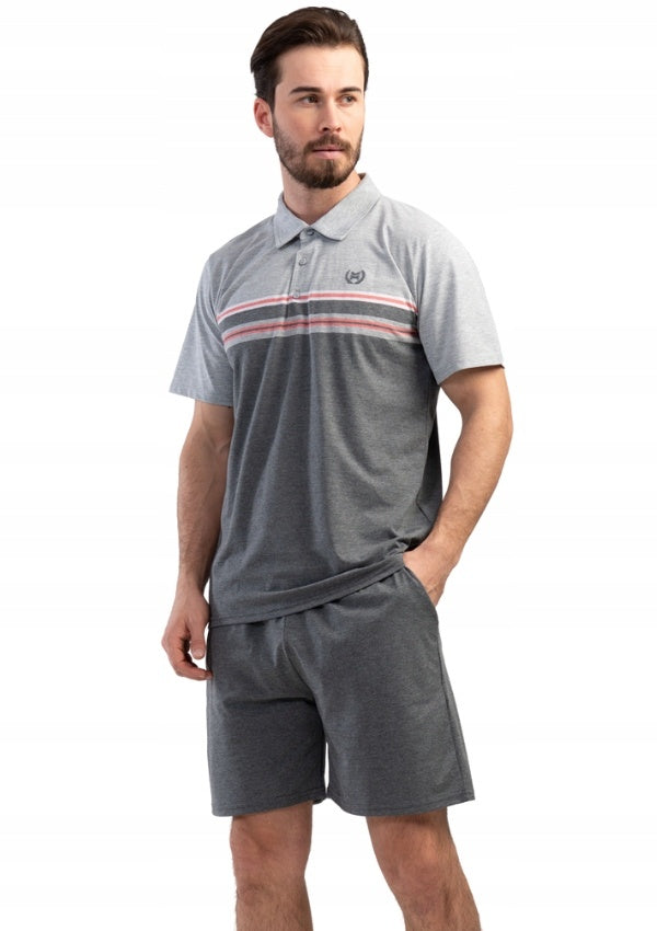Piżama Męska Vienetta, Grey Elegant, Szara, r. M-XXL image 0