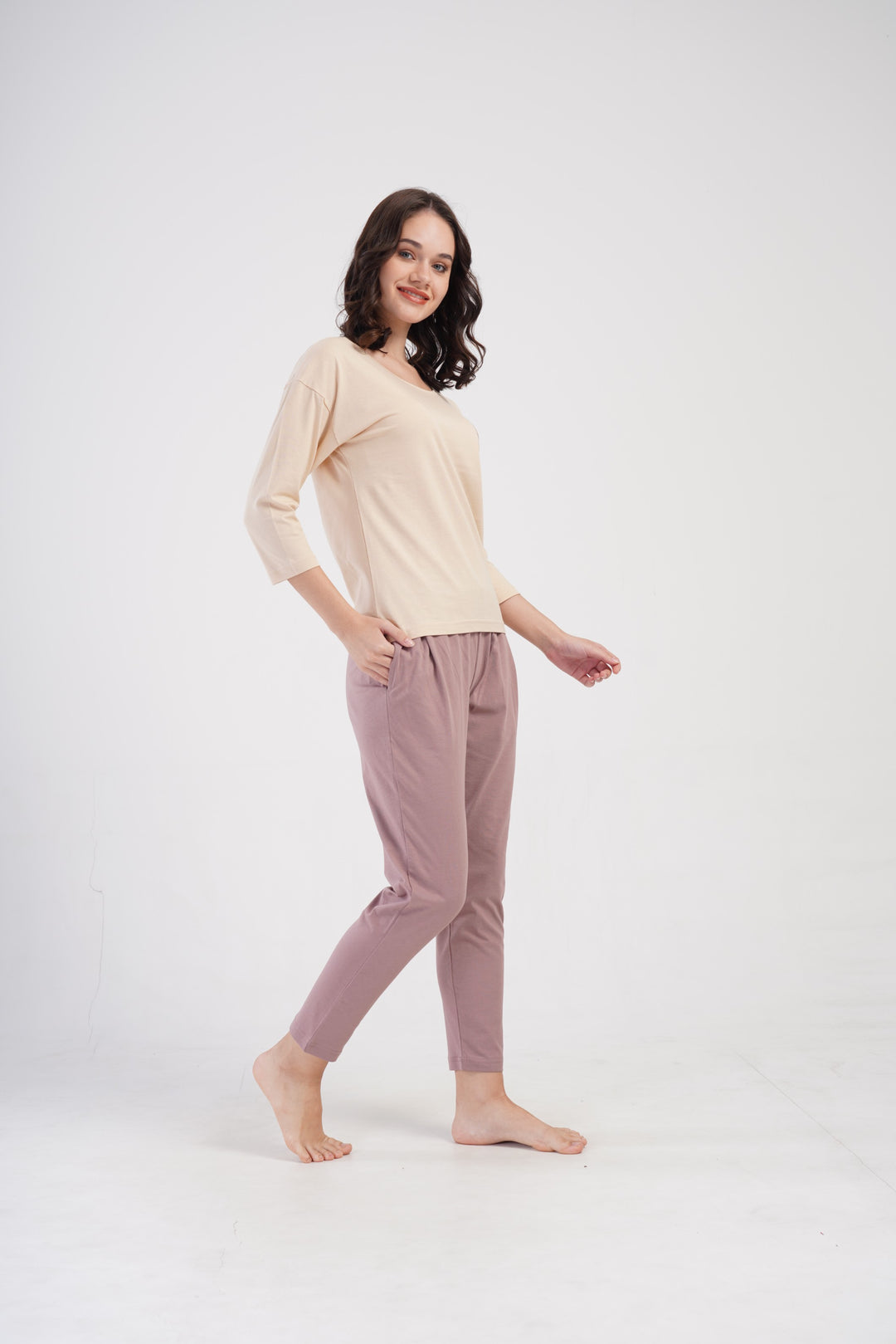 Piżama Damska Vienetta Simpliciti, Beżowy, r. S-XL