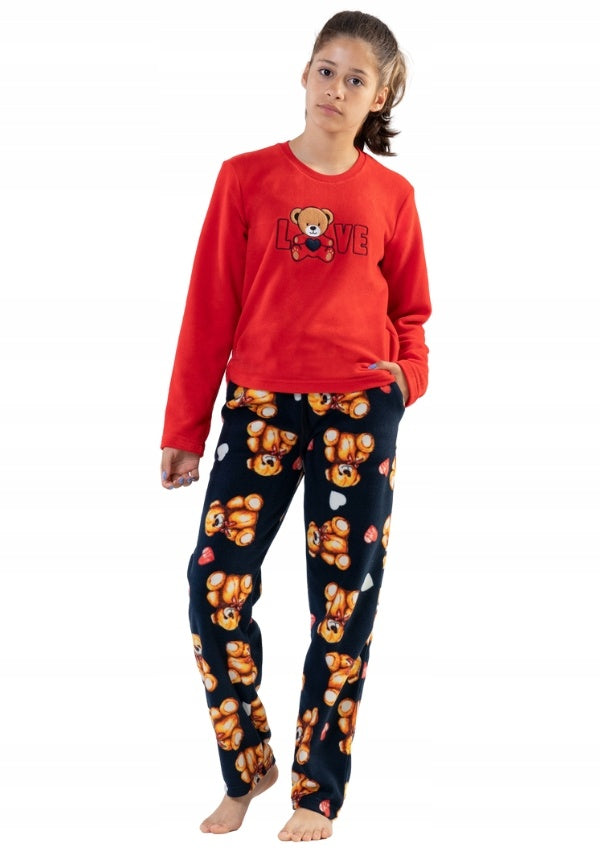 Piżama Dziewczęca Vienetta, Love Bear, Czerwona, r. 128-158