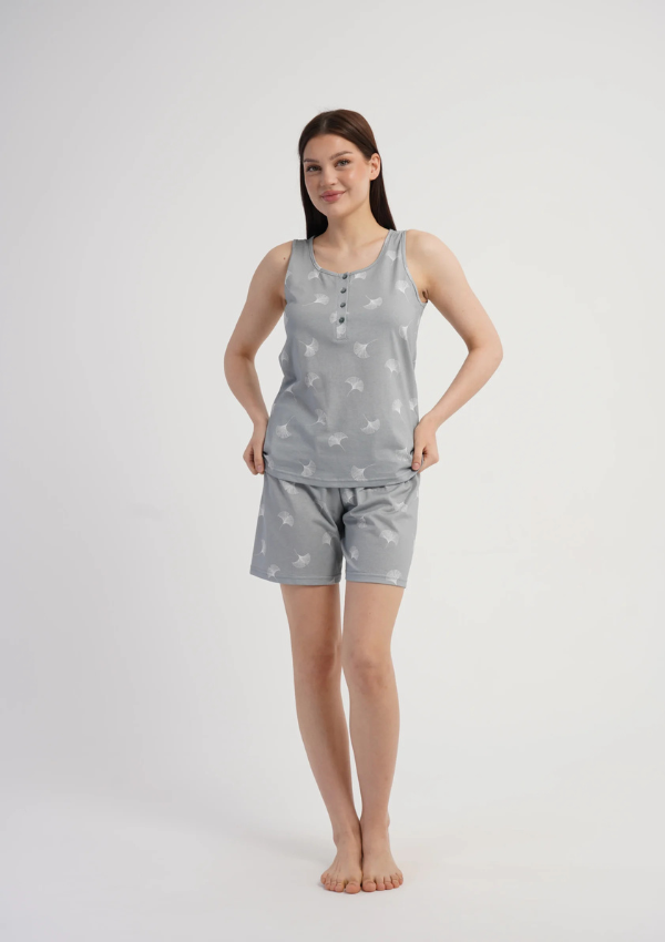 Piżama Damska Silver Leaves, Szary, S -XL