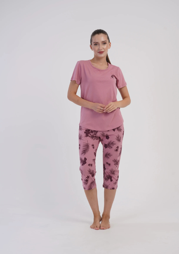 Piżama Damska Vienetta Tropical Bloom, Różowy, r. M-XXL