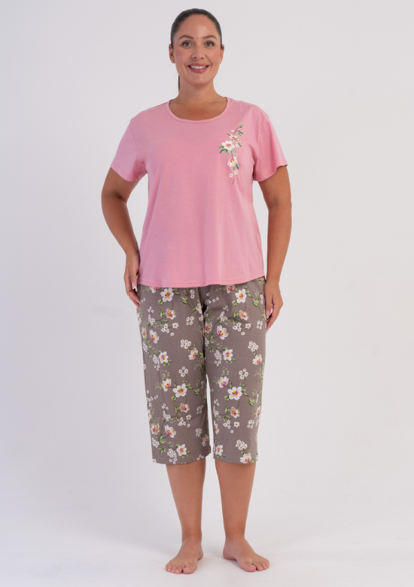 Piżama Damska Vienetta Pink Capri, Różowy r. 1XL-4XL