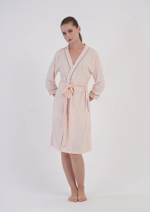 Szlafrok damski Vienetta Blush Grey, Różowy, r. M-XXL