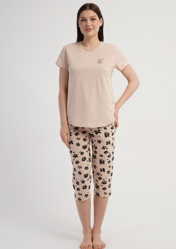 Piżama Damska Vienetta Floral Harmony, Beżowy, r. L-XXL