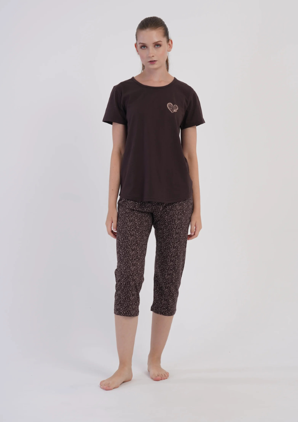 Piżama Damska Vienetta Cocoa Leopard, Brązowy, r. M-XXL