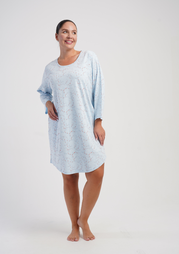 Koszula Nocna Vienetta Soft Bloom, Niebieski r. 1XL-4XL