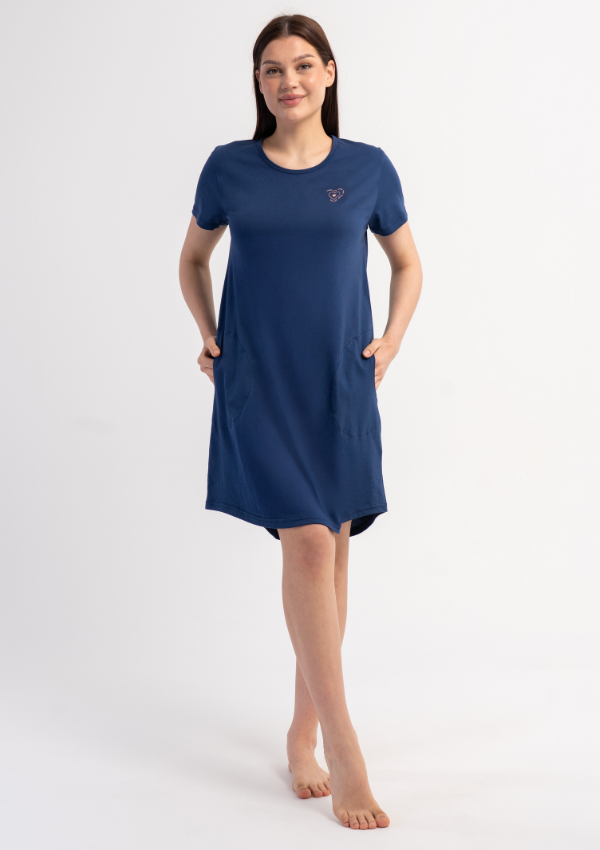 Koszula Nocna Vienetta Navy Heart, Granatowy, r. M-XXL