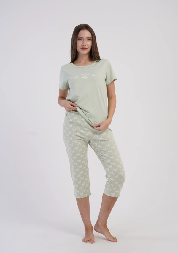 Piżama Damska Vienetta Butterfly Breeze, Zielony, r. M-XXL