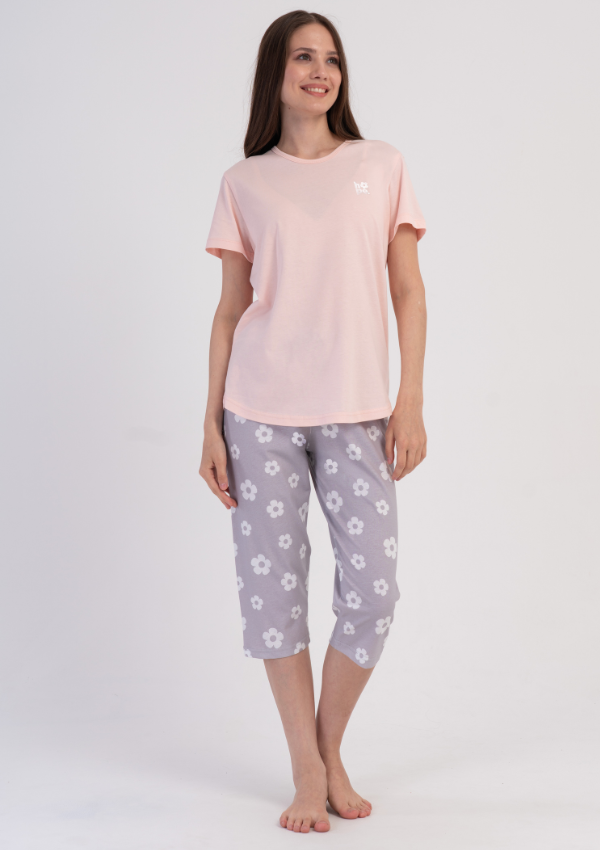 Piżama Damska Vienetta Blush Floral, Różowy, r. M-XXL