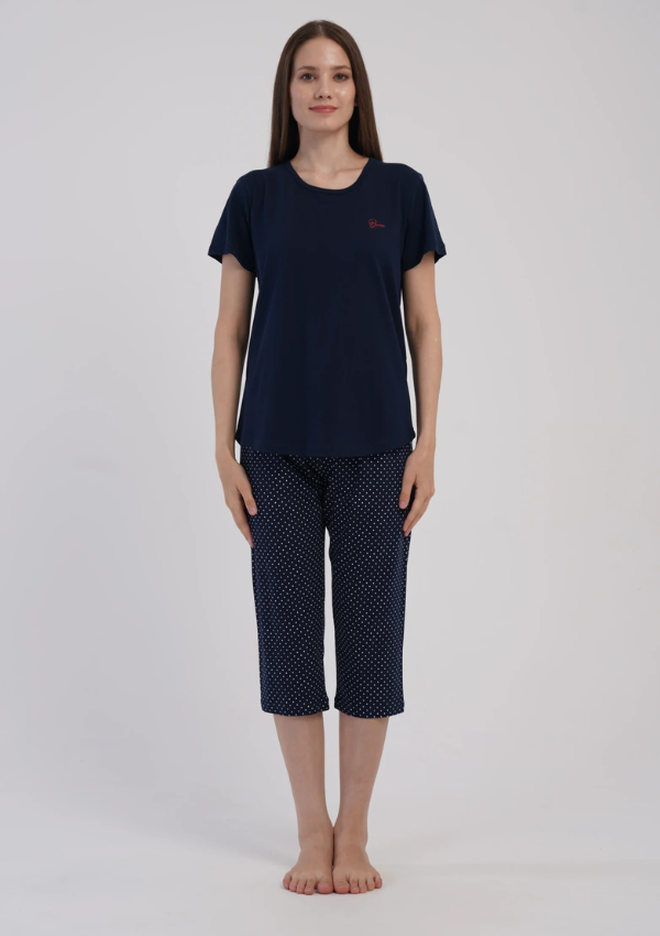 Piżama Damska Vienetta Half Dots, Granatowy, r. M-XXL