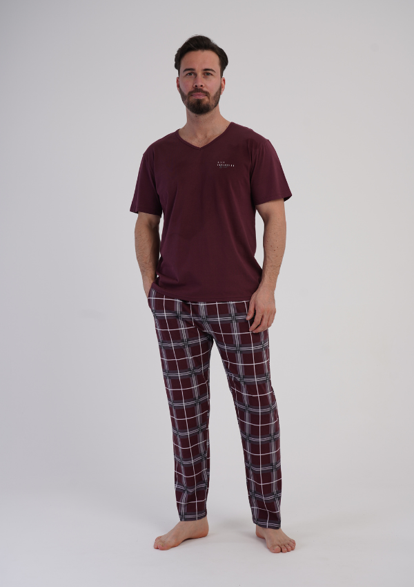 Piżama Męska Vienetta claret Home, Bordowy r. 1XL-4XL