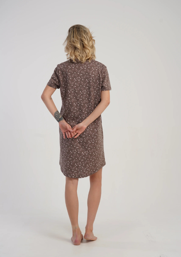 Koszula Nocna Vienetta Taupe Bloom, Brązowy, r. M-XXL