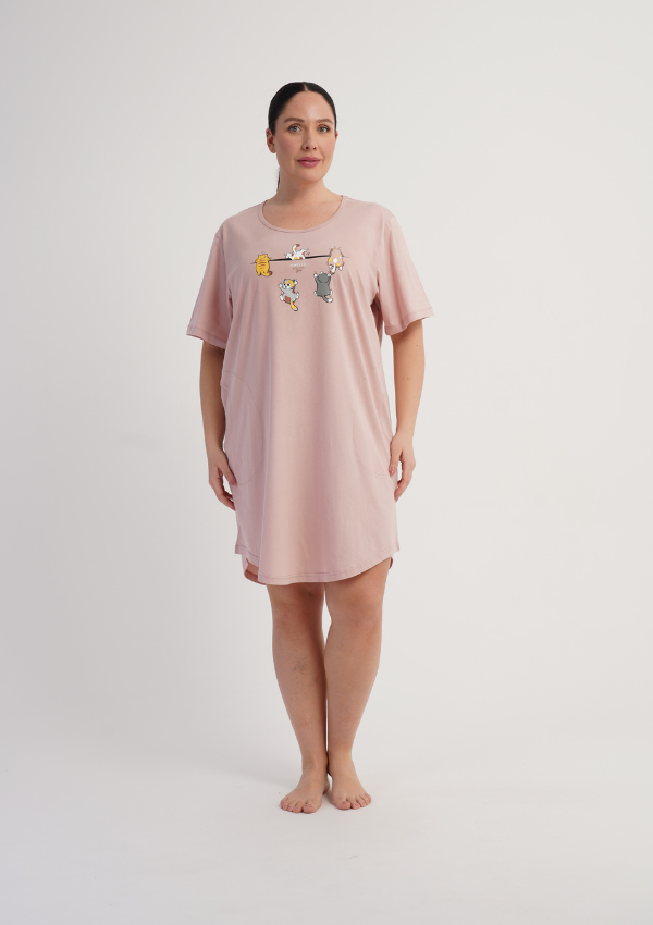 Koszula Nocna Damska Pink Friends, Różowy, r. 1XL - 4XL