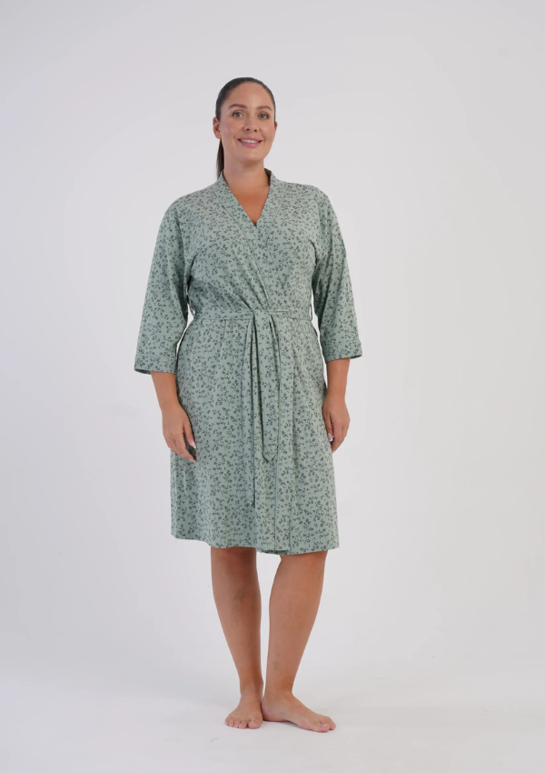 Szlafrok damski Vienetta Sage Bloom, Zielony, r. 1XL - 4XL