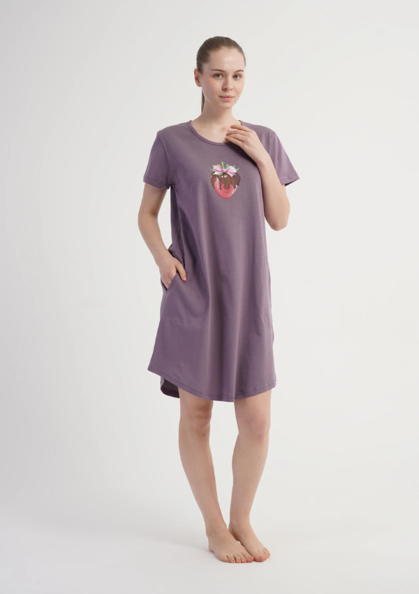 Koszula Nocna Vienetta Lilac Berry, Liliowy, r. M-XXL
