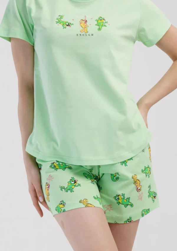 Piżama Damska Vienetta Dino Green, Zielony, S -XL