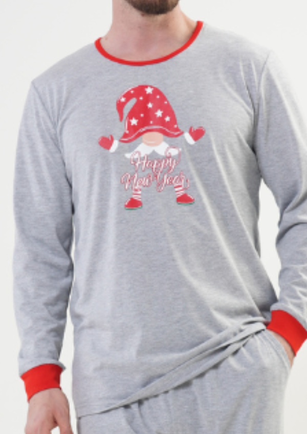 Piżama Męska Vienetta Festive Dude, Szary, r. S-XL