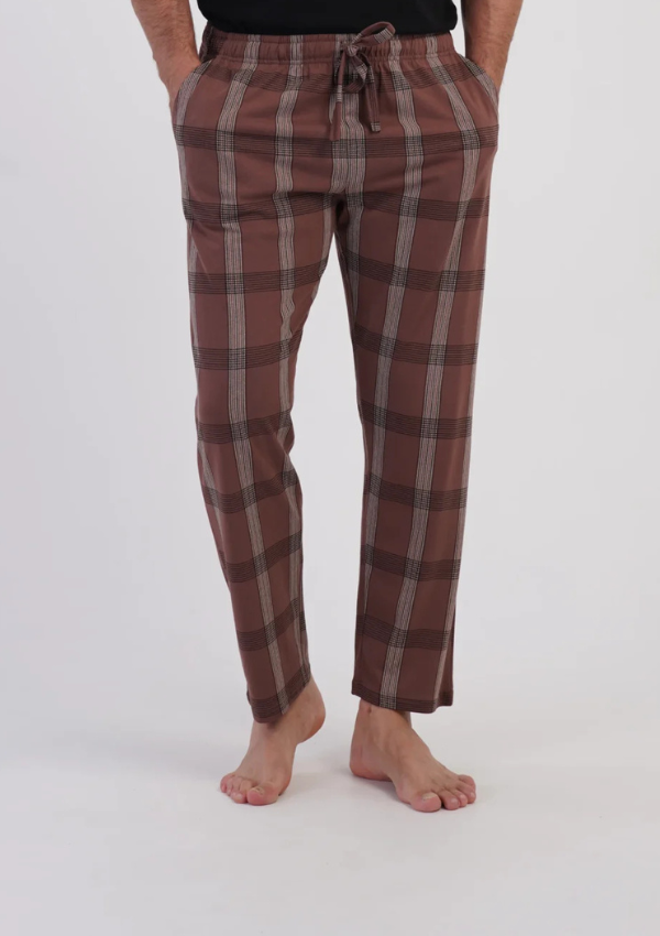 Spodnie męskie Vienetta Chestnut Plaid, Brązowy, r. 1XL-4XL